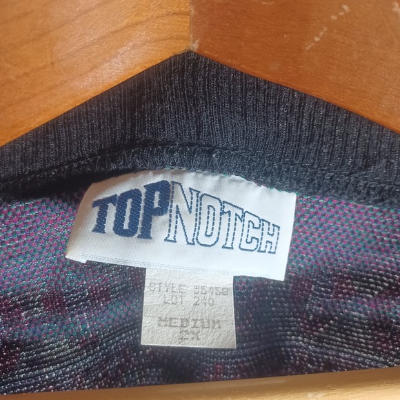 Top Notch Vintage Retro Neon Floral Jacquard Knit Crewneck Sweater Medium - Picture 5 of 7